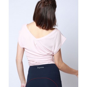 女士短袖V领后背开叉绑带舞蹈服