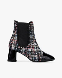 MELISSA黑色拼接粗花呢高跟短靴