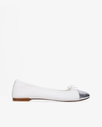 FLORA拼接芭蕾舞平底鞋白/银色