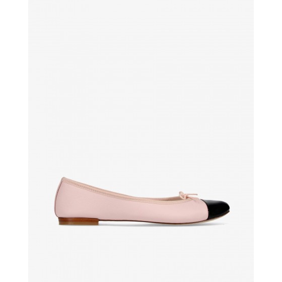 FLORA黑色/淡粉色拼接芭蕾舞平底鞋