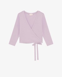 中袖围裹上衣浅紫色