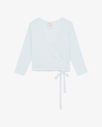 中袖围裹上衣浅蓝色